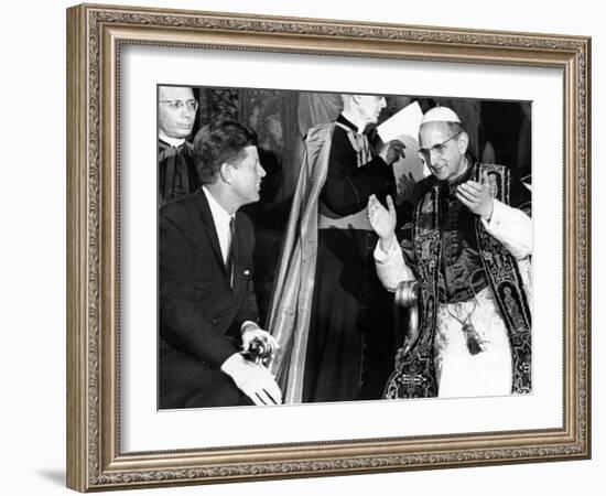 President John Kennedy and Pope Paul VI in Conversation-null-Framed Photo