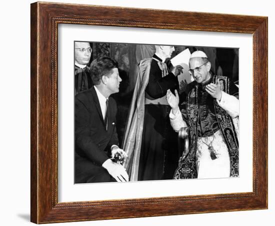 President John Kennedy and Pope Paul VI in Conversation-null-Framed Photo