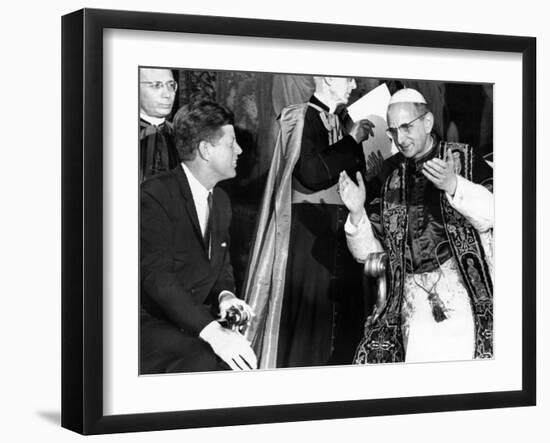 President John Kennedy and Pope Paul VI in Conversation-null-Framed Photo