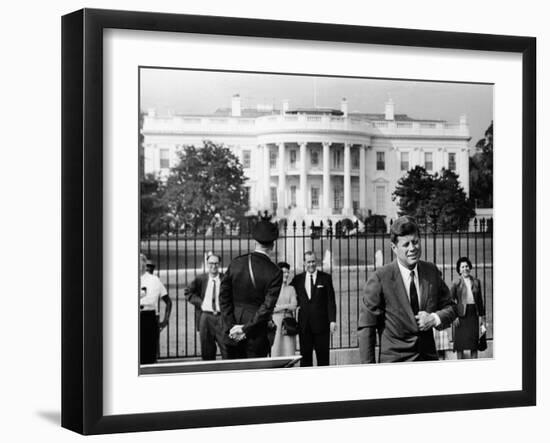 President John Kennedy in Front of the White House-null-Framed Photo