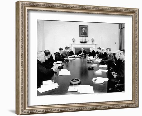 President John Kennedy Meets with His Cabinet-null-Framed Photo