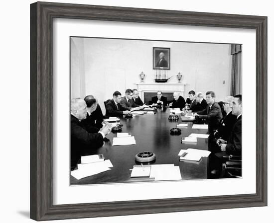 President John Kennedy Meets with His Cabinet-null-Framed Photo