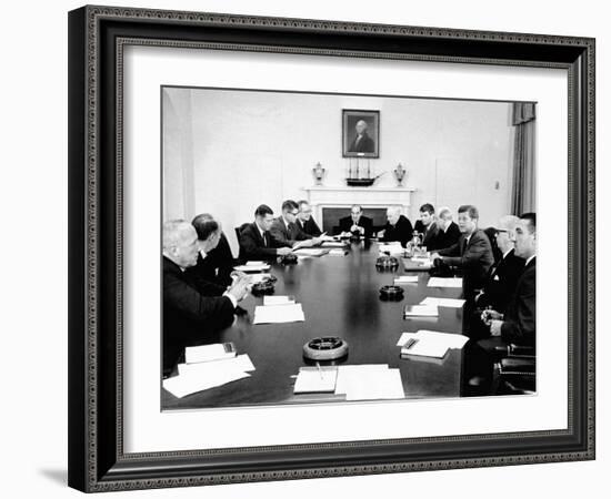 President John Kennedy Meets with His Cabinet-null-Framed Photo