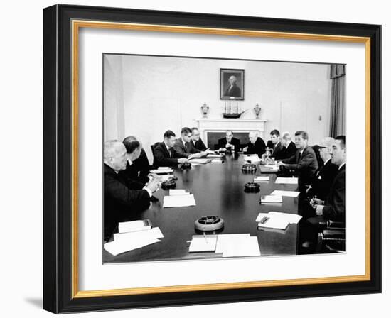 President John Kennedy Meets with His Cabinet-null-Framed Photo