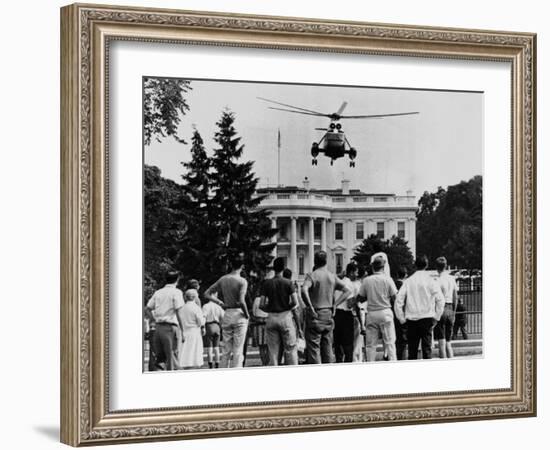 President John Kennedy's New Helicopter Takes Off from the South Lawn-null-Framed Photo