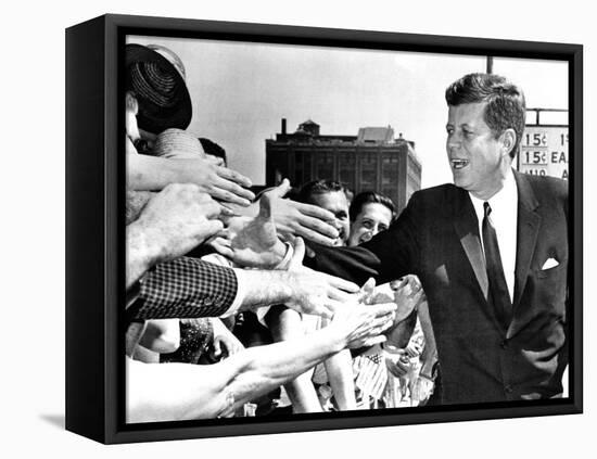 President John Kennedy Shakes Hands as He Arrives at Independence Hall, July 4, 1962-null-Framed Stretched Canvas