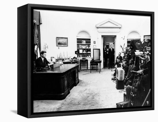 President John Kennedy Television Address on Civil Rights-null-Framed Stretched Canvas