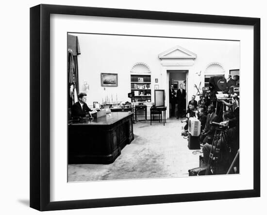 President John Kennedy Television Address on Civil Rights-null-Framed Photo