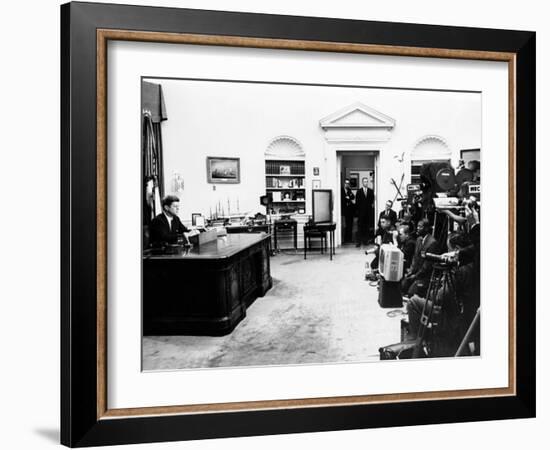 President John Kennedy Television Address on Civil Rights-null-Framed Photo