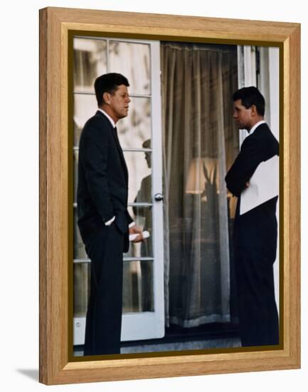 President John Kennedy with His Brother, Atty. Gen. Robert Kennedy, Ca. 1961-63-null-Framed Stretched Canvas