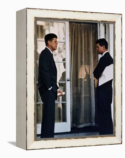 President John Kennedy with His Brother, Atty. Gen. Robert Kennedy, Ca. 1961-63-null-Framed Stretched Canvas