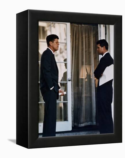 President John Kennedy with His Brother, Atty. Gen. Robert Kennedy, Ca. 1961-63-null-Framed Stretched Canvas