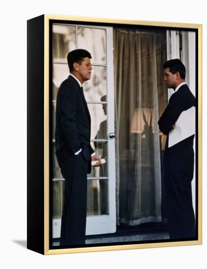 President John Kennedy with His Brother, Atty. Gen. Robert Kennedy, Ca. 1961-63-null-Framed Stretched Canvas