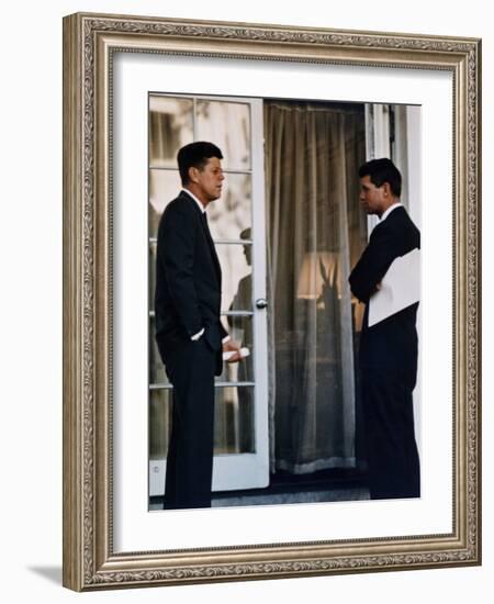 President John Kennedy with His Brother, Atty. Gen. Robert Kennedy, Ca. 1961-63-null-Framed Photo