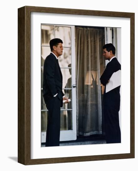 President John Kennedy with His Brother, Atty. Gen. Robert Kennedy, Ca. 1961-63-null-Framed Photo