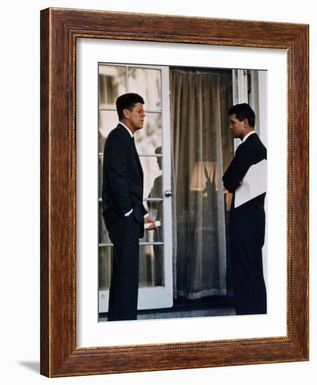 President John Kennedy with His Brother, Atty. Gen. Robert Kennedy, Ca. 1961-63-null-Framed Photo