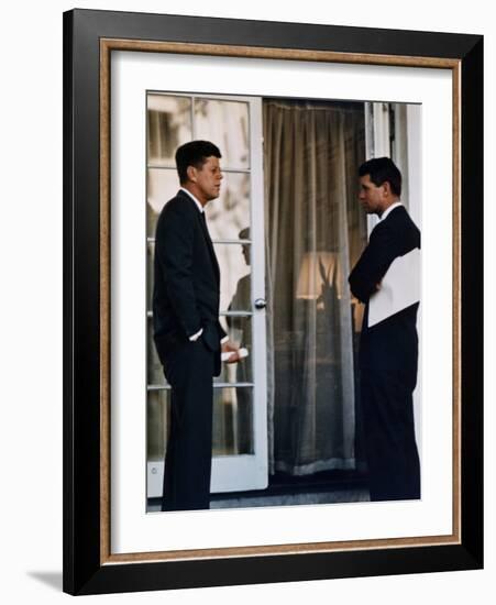 President John Kennedy with His Brother, Atty. Gen. Robert Kennedy, Ca. 1961-63-null-Framed Photo