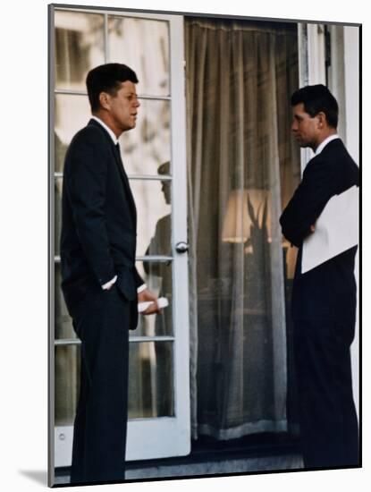 President John Kennedy with His Brother, Atty. Gen. Robert Kennedy, Ca. 1961-63-null-Mounted Photo