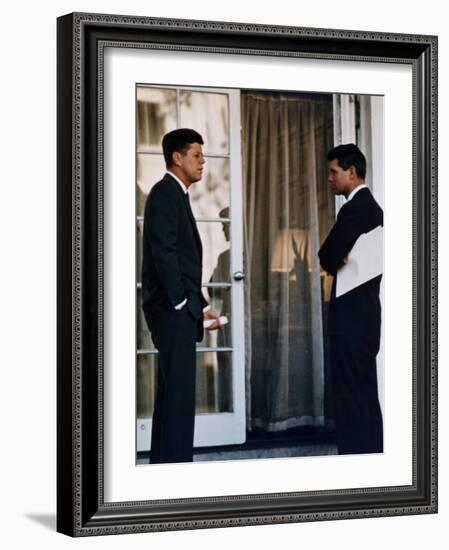 President John Kennedy with His Brother, Atty. Gen. Robert Kennedy, Ca. 1961-63-null-Framed Photo