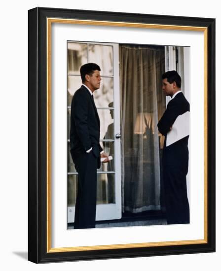 President John Kennedy with His Brother, Atty. Gen. Robert Kennedy, Ca. 1961-63-null-Framed Photo