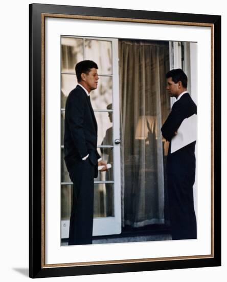 President John Kennedy with His Brother, Atty. Gen. Robert Kennedy, Ca. 1961-63-null-Framed Photo