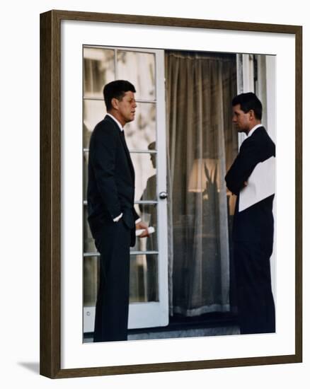 President John Kennedy with His Brother, Atty. Gen. Robert Kennedy, Ca. 1961-63-null-Framed Photo