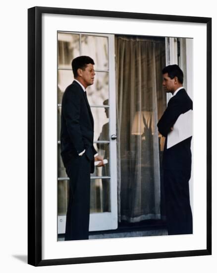 President John Kennedy with His Brother, Atty. Gen. Robert Kennedy, Ca. 1961-63-null-Framed Photo