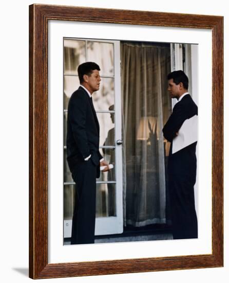 President John Kennedy with His Brother, Atty. Gen. Robert Kennedy, Ca. 1961-63-null-Framed Photo