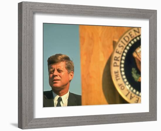 President Kennedy Attending Dedication of Trinity River Whiskeytown Dam and Reservoir-Art Rickerby-Framed Photographic Print