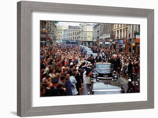 President Kennedy Is Cheered by the Citizens of Dublin, Ireland, Aug. 28, 1963-null-Framed Photo