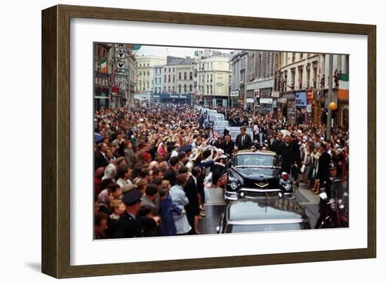 President Kennedy Is Cheered by the Citizens of Dublin, Ireland, Aug. 28, 1963-null-Framed Photo