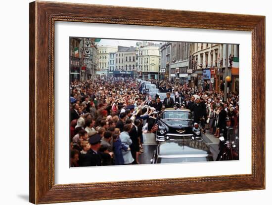 President Kennedy Is Cheered by the Citizens of Dublin, Ireland, Aug. 28, 1963-null-Framed Photo