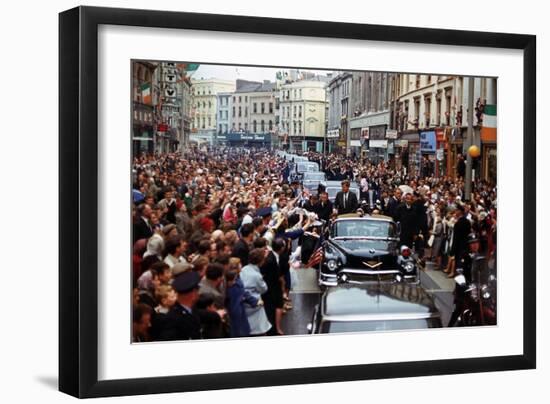 President Kennedy Is Cheered by the Citizens of Dublin, Ireland, Aug. 28, 1963-null-Framed Photo