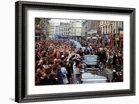 President Kennedy Is Cheered by the Citizens of Dublin, Ireland, Aug. 28, 1963-null-Framed Photo