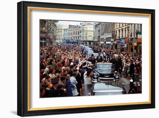 President Kennedy Is Cheered by the Citizens of Dublin, Ireland, Aug. 28, 1963-null-Framed Photo