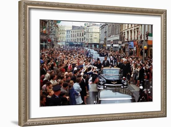 President Kennedy Is Cheered by the Citizens of Dublin, Ireland, Aug. 28, 1963-null-Framed Photo