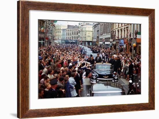 President Kennedy Is Cheered by the Citizens of Dublin, Ireland, Aug. 28, 1963-null-Framed Photo