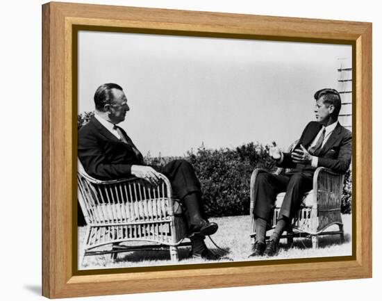 President Kennedy Is Interviewed by Newsman Walter Cronkite at Hyannis Port, 1963-null-Framed Stretched Canvas