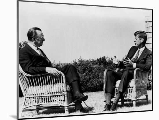 President Kennedy Is Interviewed by Newsman Walter Cronkite at Hyannis Port, 1963-null-Mounted Photo