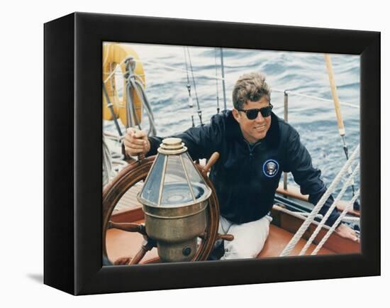 President Kennedy Sailing Aboard US Coast Guard Yacht 'Manitou', Rhode Island, 1962-null-Framed Stretched Canvas