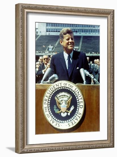 President Kennedy Speaking at Rice University, Sept. 9, 1962-null-Framed Photo