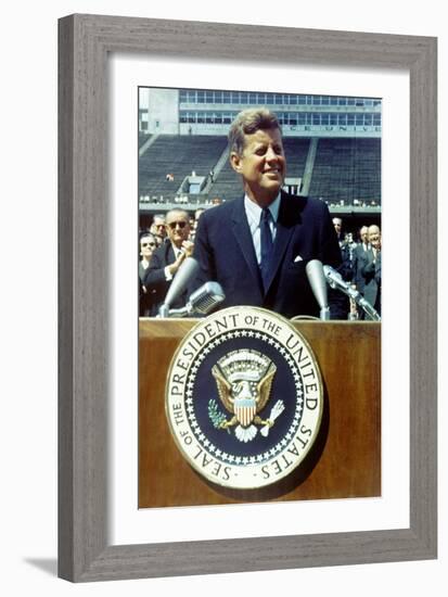 President Kennedy Speaking at Rice University, Sept. 9, 1962-null-Framed Photo