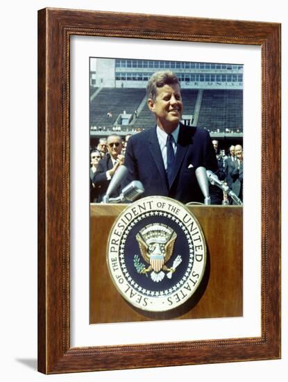 President Kennedy Speaking at Rice University, Sept. 9, 1962-null-Framed Photo