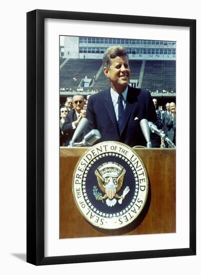 President Kennedy Speaking at Rice University, Sept. 9, 1962-null-Framed Photo