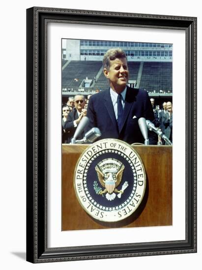 President Kennedy Speaking at Rice University, Sept. 9, 1962-null-Framed Photo