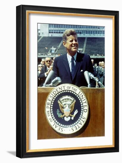 President Kennedy Speaking at Rice University, Sept. 9, 1962-null-Framed Photo