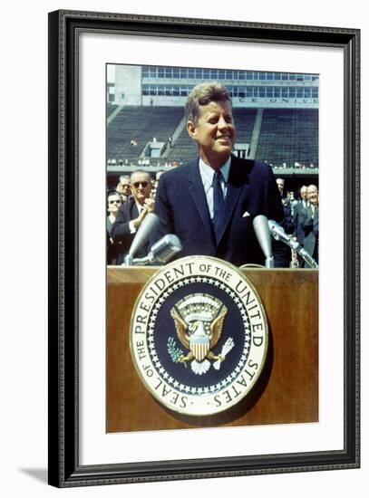 President Kennedy Speaking at Rice University, Sept. 9, 1962-null-Framed Photo