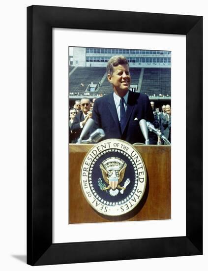 President Kennedy Speaking at Rice University, Sept. 9, 1962-null-Framed Photo