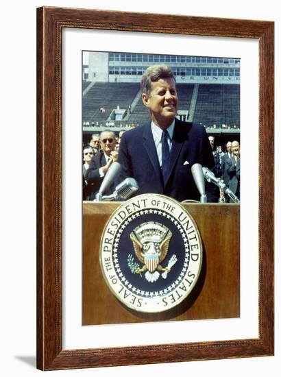 President Kennedy Speaking at Rice University, Sept. 9, 1962-null-Framed Photo