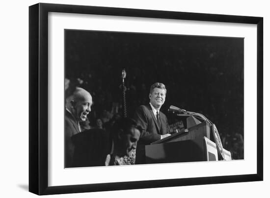 President Kennedy Speaks at 'Bean Feed' in Minnesota on Oct. 6, 1962-null-Framed Photo